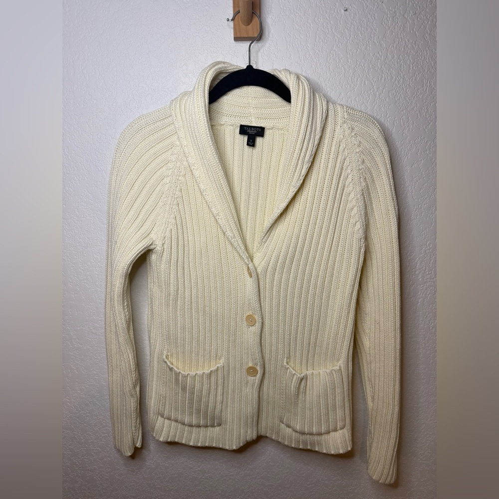 Talbots Ivory Button-Up Cardigan